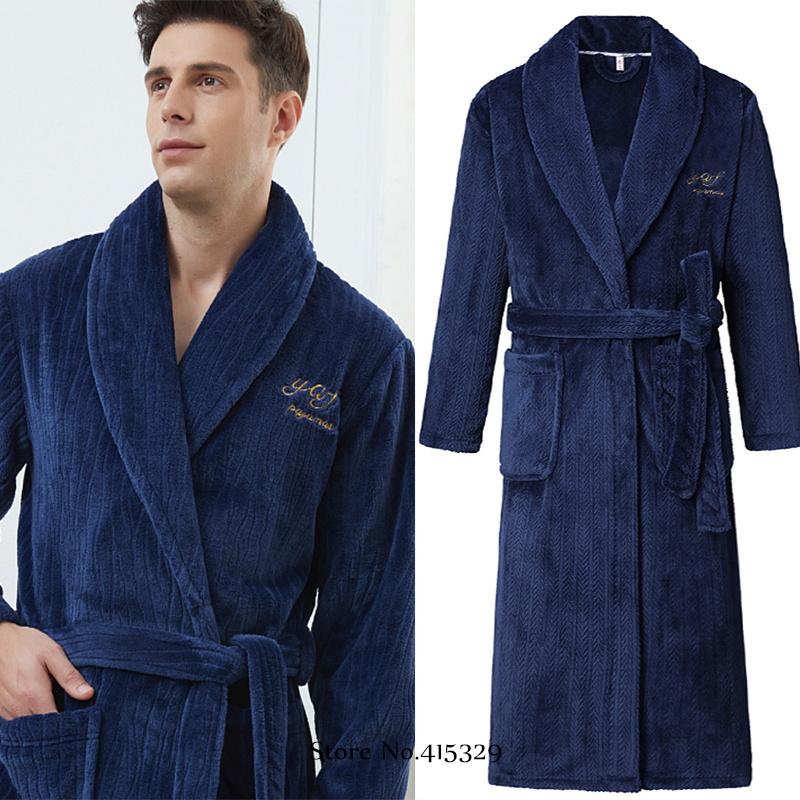 Coral Velvet Bathrobe Shower Kimono Robe Winter New Men's Home Wear Loose Thickened Pajamas