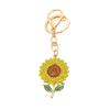 Keychain Pendant Rhinestones Inlaid Sunflower Design Key Chain with Anti-Oxidation Lobster Clasp Backpacks Accessory