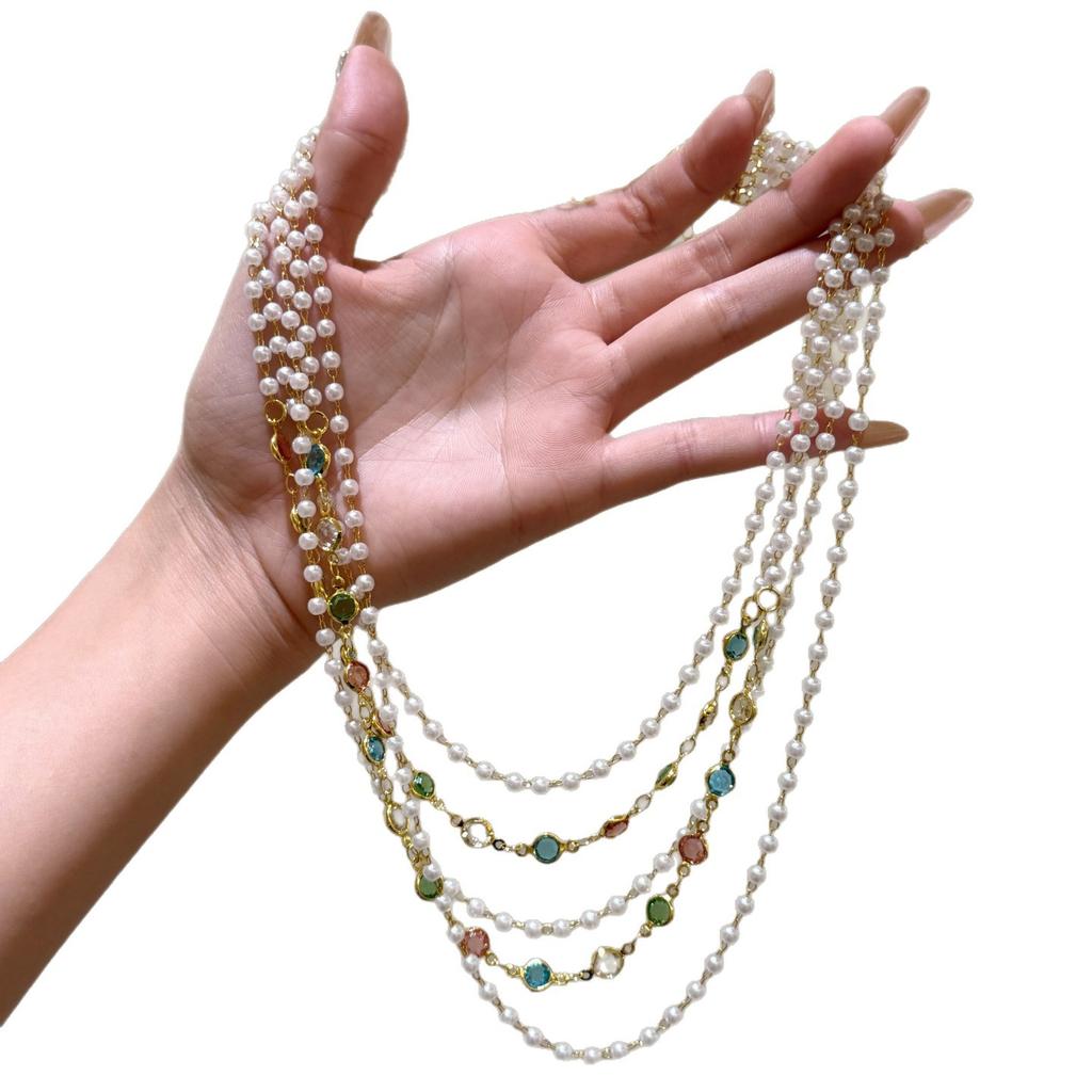 Heavy Industry Temperament Court Style Pearl Flash Diamond Necklace Niche Design Temperament Personality Versatile Necklace