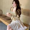 New summer French temperament fashion romantic bow small floral short suspender dress