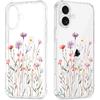 Floral Clear Case for iPhone 16 for Women Girls,Cute Flowers Design Phone Cover,Slim Soft Transparent Drop Proof Pretty Flower Print Pattern TPU