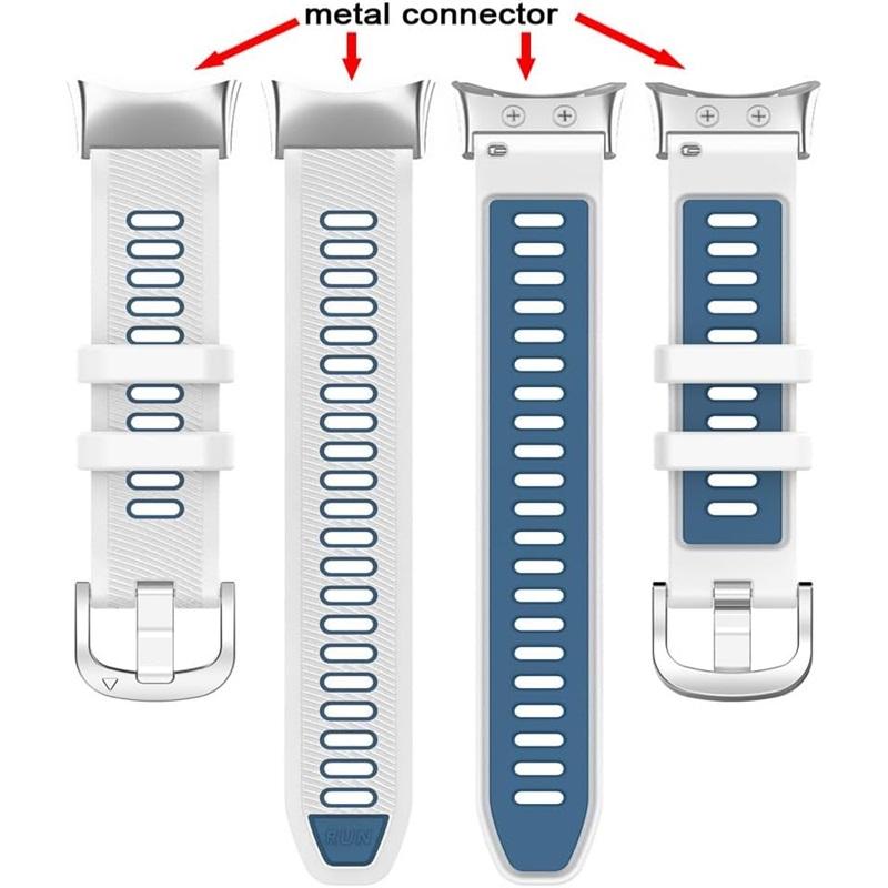 Silicone Strap for Garmin Swim 2 Watch Band for Garmin Forerunner 45 45s Replace Band Bracelet Two Tone Belt, Metal Connectors