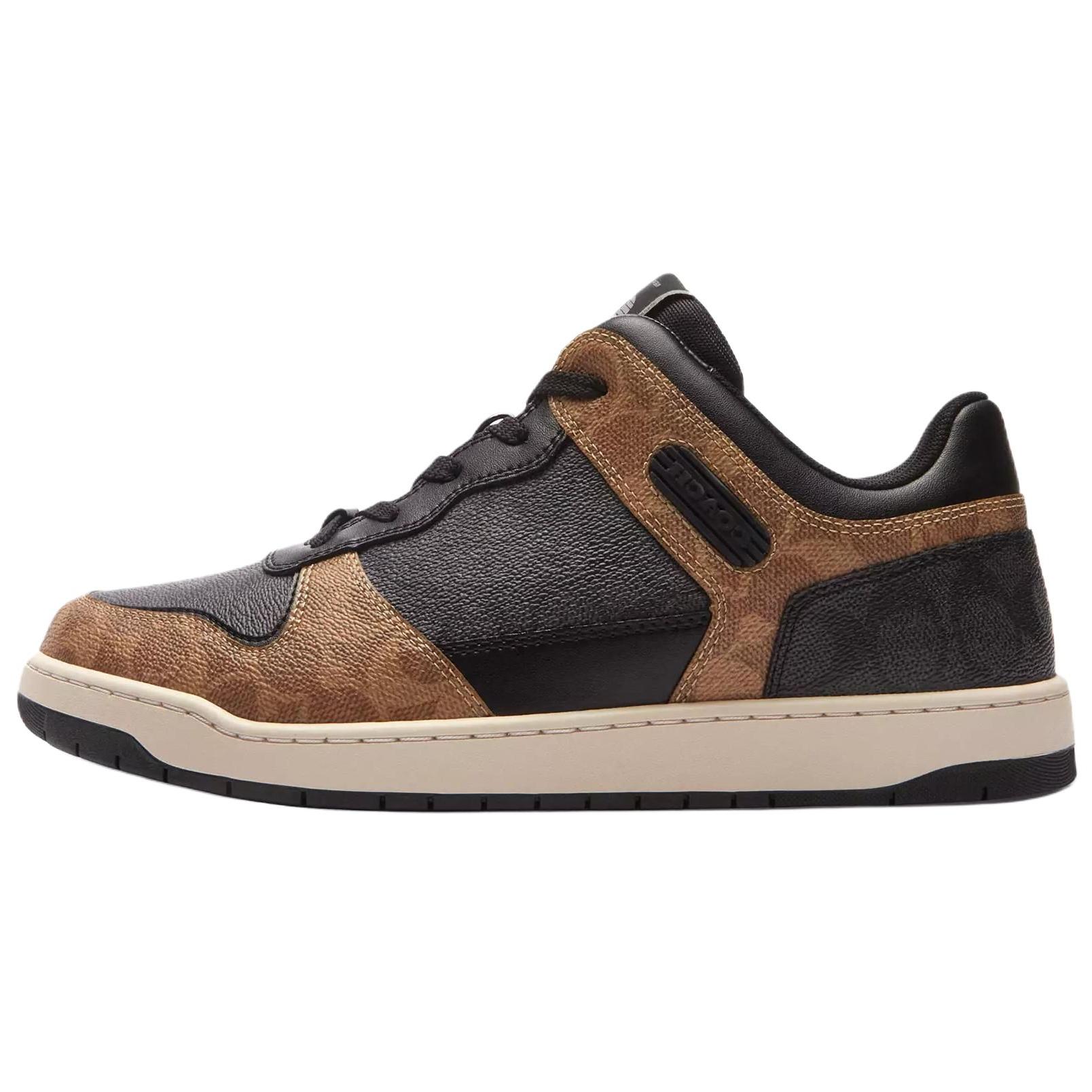 

Coach Leather Round Toe Lace-Up Low-Top Sneakers Men sneakers Brown Black CX453-BK