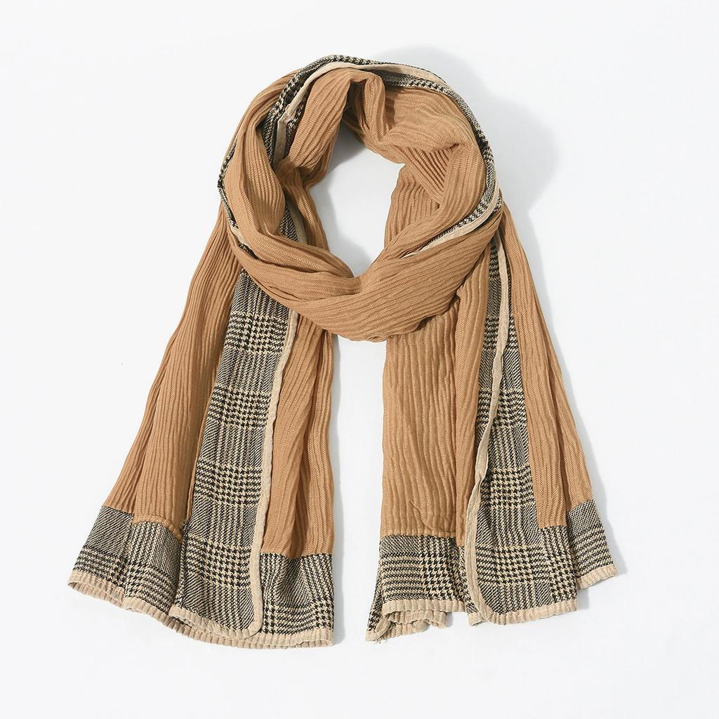 New Men'S Retro Scarvves Houndstooth Patchwork Crinkle British Style Soft Unisex Scarves Wraps