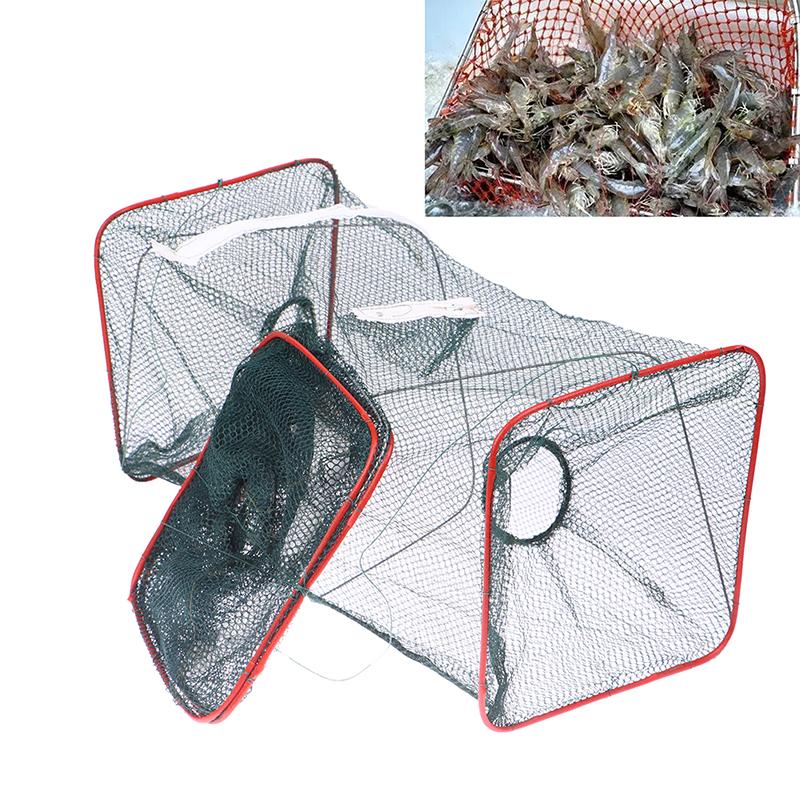 Portable Folding Fishing Net Dip Net Cage For Fish Nylon Steel Wire Shrimp Vessel Trap For Fishing Net Hands Trap Cage