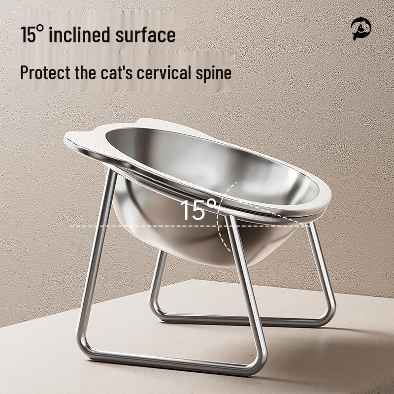 Stainless Steel Pet Bowl with Elevated Rack for Cats & Dogs - Anti-Neck Strain Design