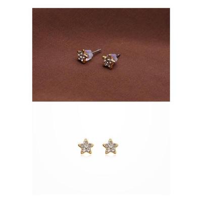 Damen Ohrstecker mit Stern-Anhänger, Sternförmig, Zirkonia, Gold