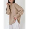 Autumn/Winter 2024 Solid Color High-Neck Casual Loose Knit Sweater