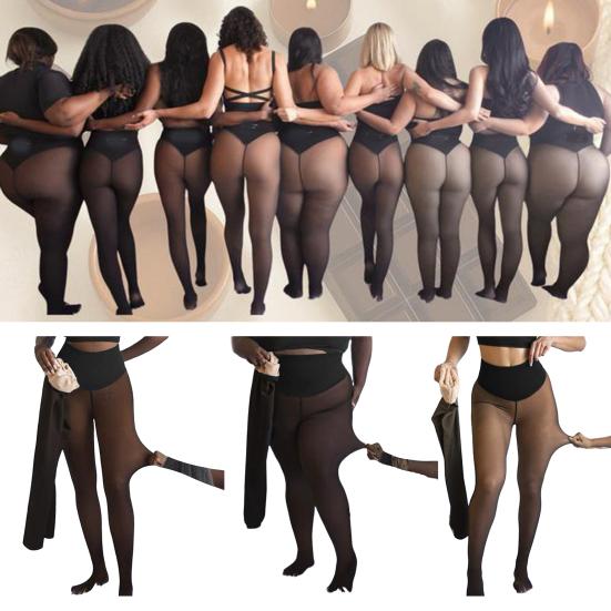 Leggings doublés polaire Femme Hiver Collants thermiques Faux collants couleur peau translucide Leggings pour femme Modelant le corps Sculpture du corps Restez au chaud