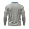 Mens Casual Long Sleeve Polo Shirts Contrast Lapel Button T Shirt with Chest Pocket Solid Color Daily Business Tops