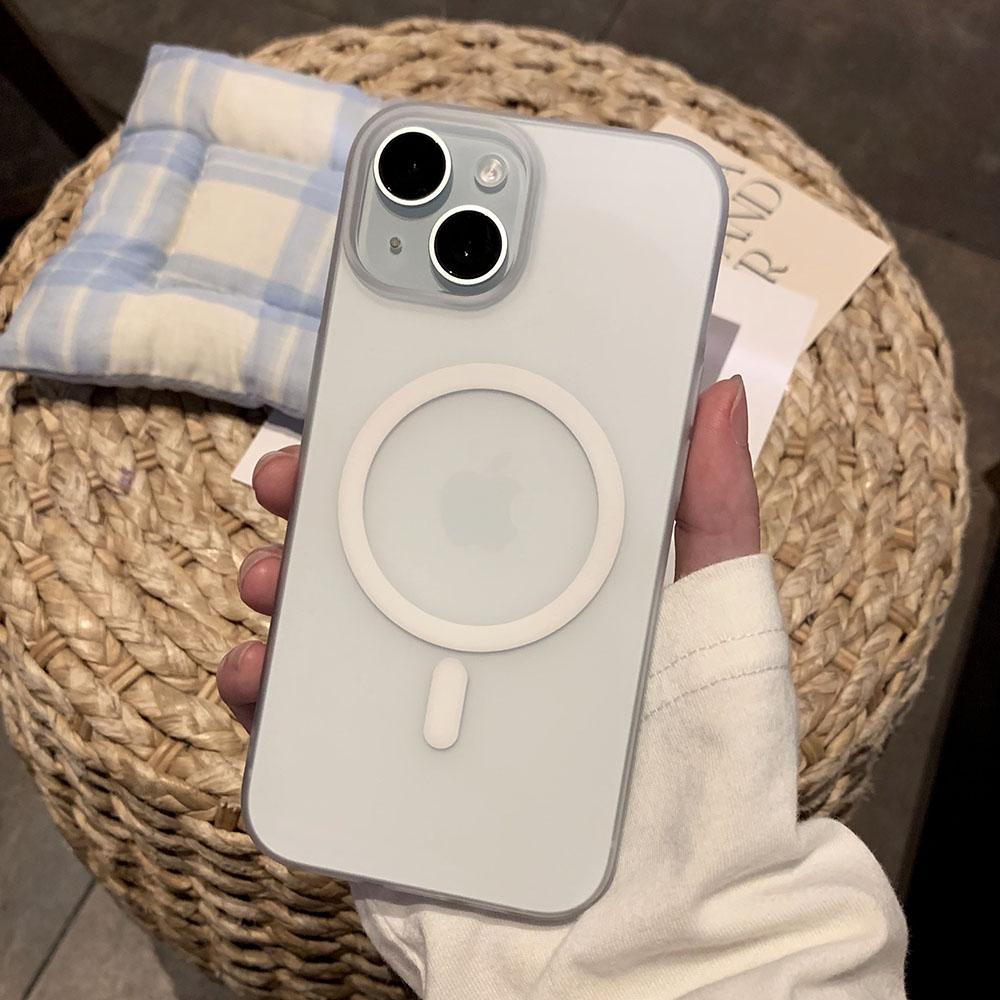 

Роскошный чехол для телефона 16 15 14 13 12 11 Pro Max для Magsafe Magnetic Wireless Charging Animation Противоударный чехол Матовый чехол For iPhone 14Pro Max белый