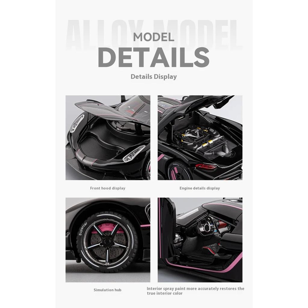 1/24 Koenigsegg JESKO Supercar Model Od Diecast Hračka Auto Simulace Zvuku a Zpětný Tah Dětská Hračka Kolekce Narozeninový Dárek