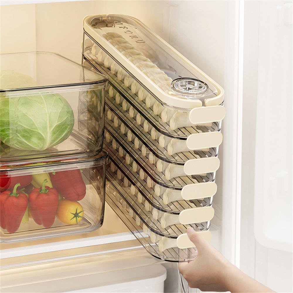 Multilayer Dumpling Box Space Saving Fresh Keeping Storage Box Kitchen Refrigerator Quick Freezer Timerr Storage Case with Lid