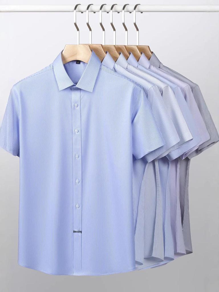 **Men's Summer Modal Stretch Non-Iron Short Sleeve Shirt | Casual Business Comfort**