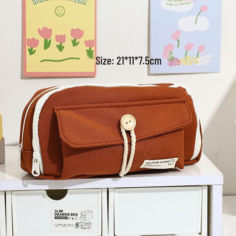 Japanese-Style Large-Capacity Pencil Case for Students - Simple Stationery Box for Elementary to High School