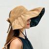 Beach Hat Sun Hat Women's Summer Hollow Straw Hat Ultraviolet Large Brim Face Cover Sun Hat Fisherman Hat