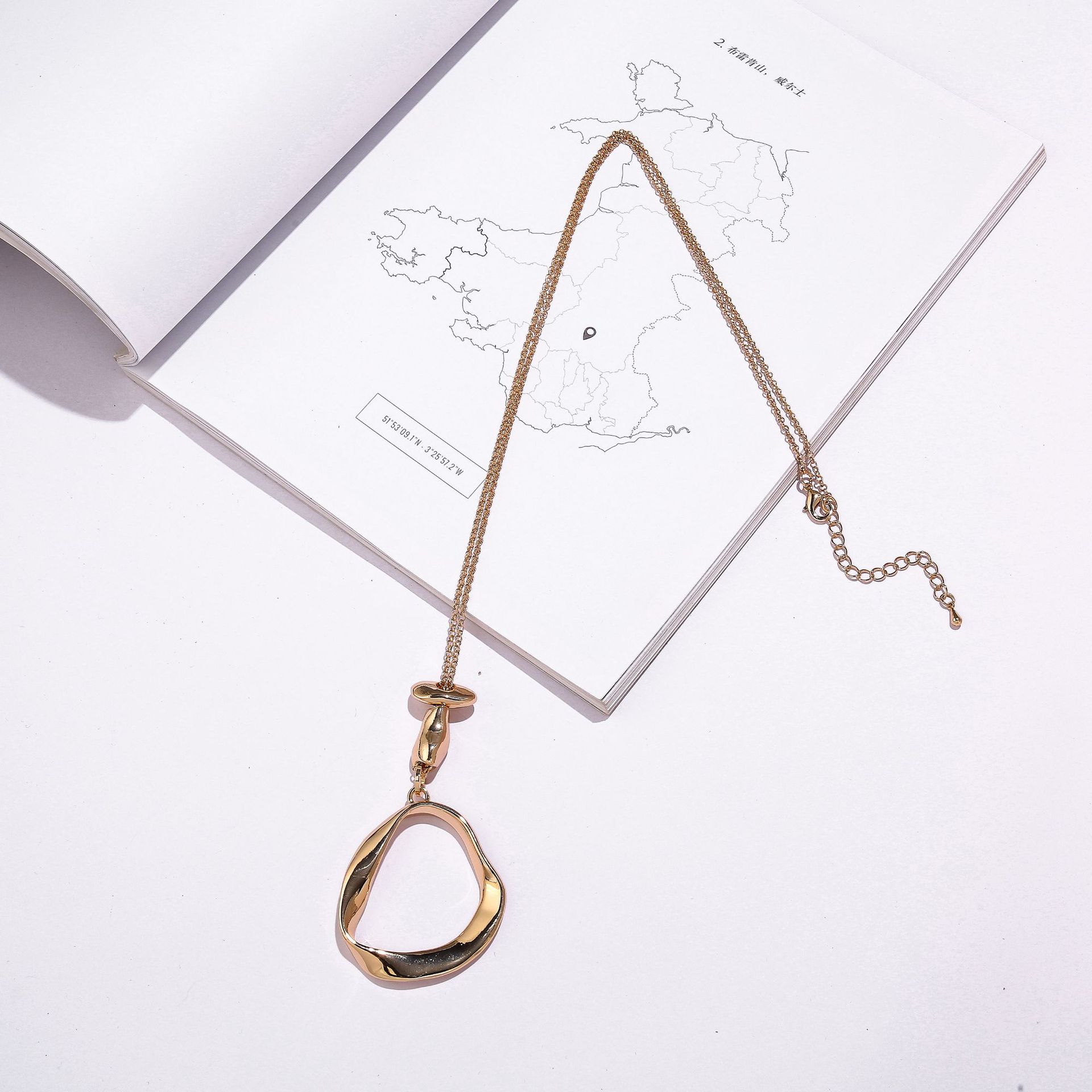 Long Alloy Necklace Geometric Casual Style Fashion Women S Long Sweater Chain