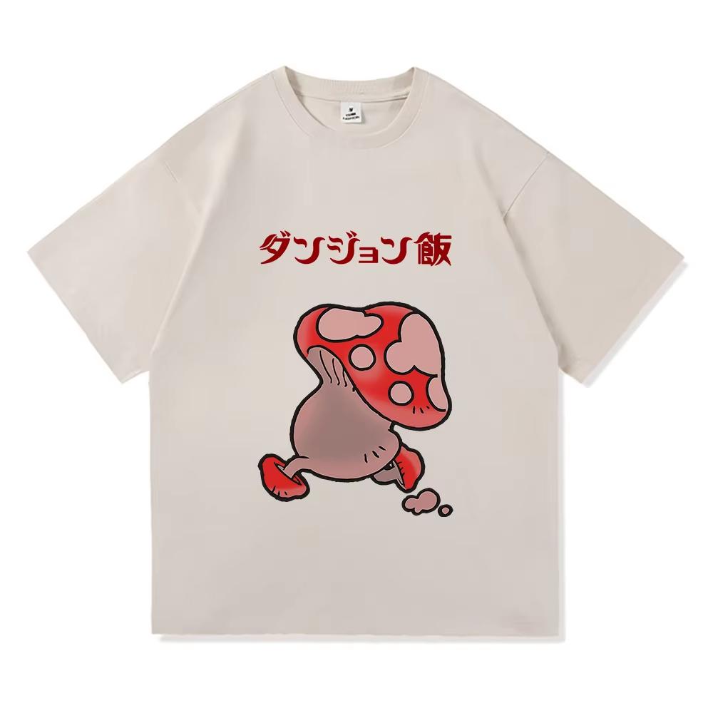 Vintage Lavé Délicieux dans le Donjon Donjon Meshi Laios Touden Falin Anime Imprimé T-shirt en Coton Hommes Femmes Tee Été Décontracté Mode Vêtements Hauts