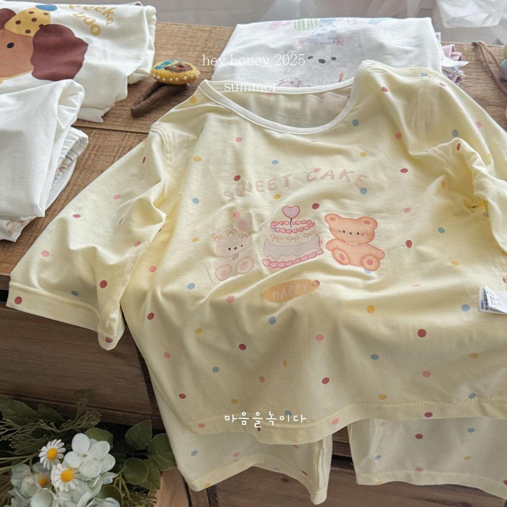 In Stock Hey Sweetheart Kids' Summer Tencel Pajama Set - Cool Short Sleeve Home Wear for Boys and Girls