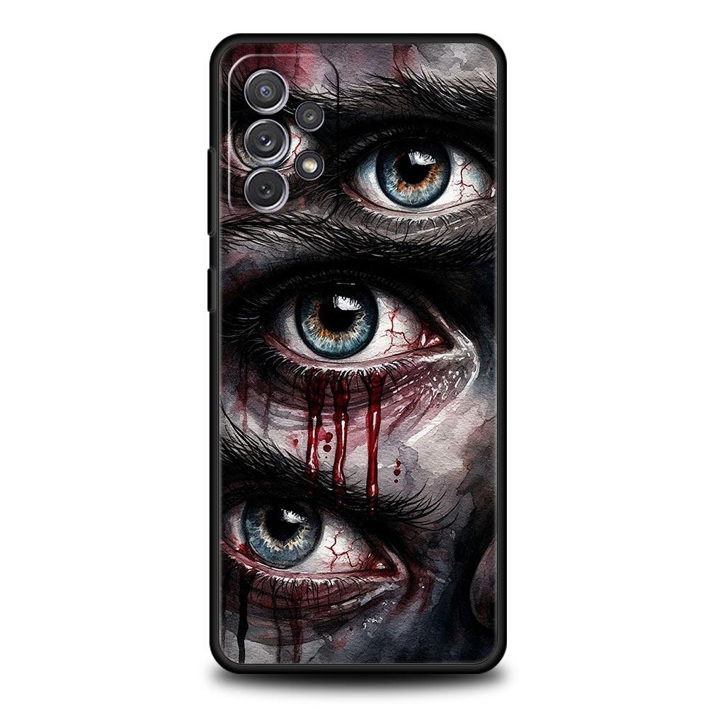 Scary Devil Eye Pattern Phone Case for Samsung A17 A13 A15 A25 A35 A51 A55 A71 A21S A11 A31 A41 A23 A53 A73 5G A03S A05s Cover