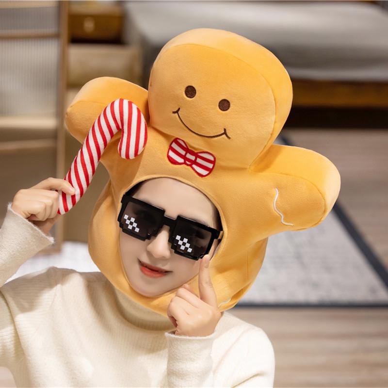 Christmas Gingerbread Man Plush Hat – Cartoon Photo & Performance Prop