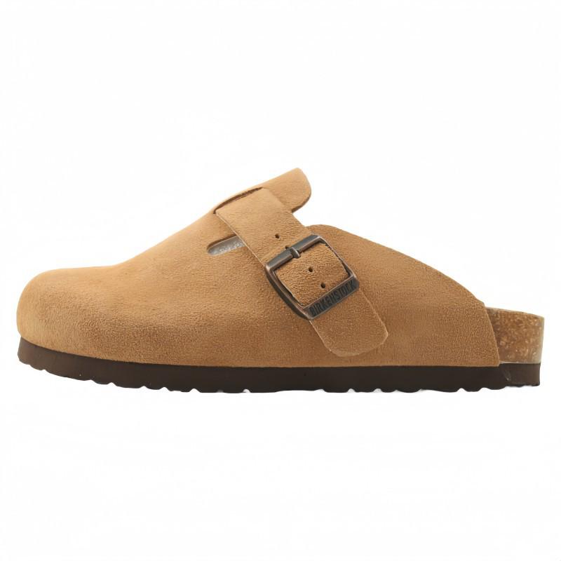 Birkenstock Women's 2025 New Style Genuine Leather Thick Sole Half Slippers for Spring and Autumn