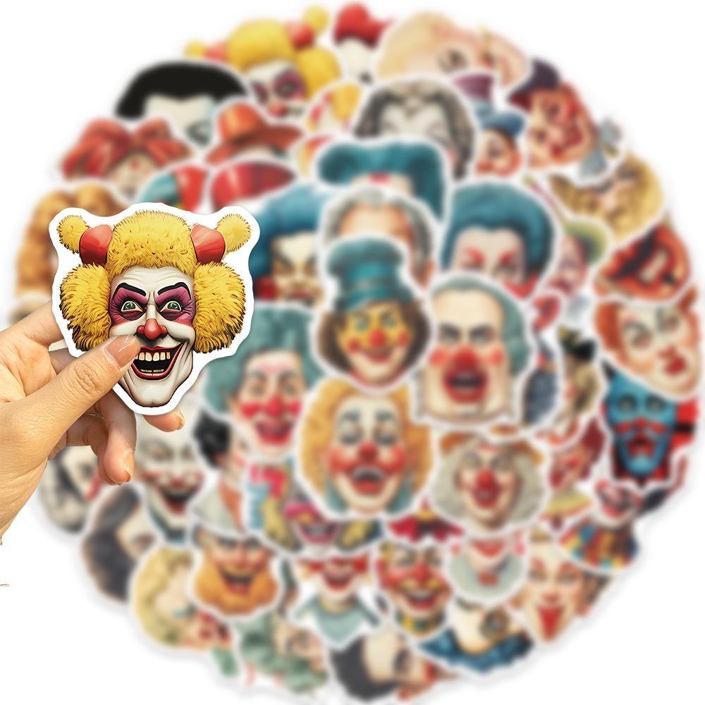 10/50Pcs Cartoon Circus Clown Stickers Joker Graffiti Stickers for DIY Luggage Laptop Skateboard Motorcycle Bicycle Stickers