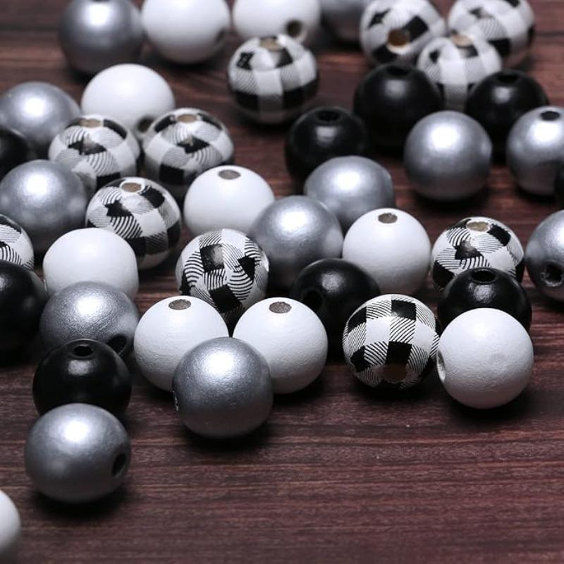 100 Beads 16mm Wooden Loose Spacer Beads for Crafts Making, Colorful Farmhouse Wooden Beads for Home Decor