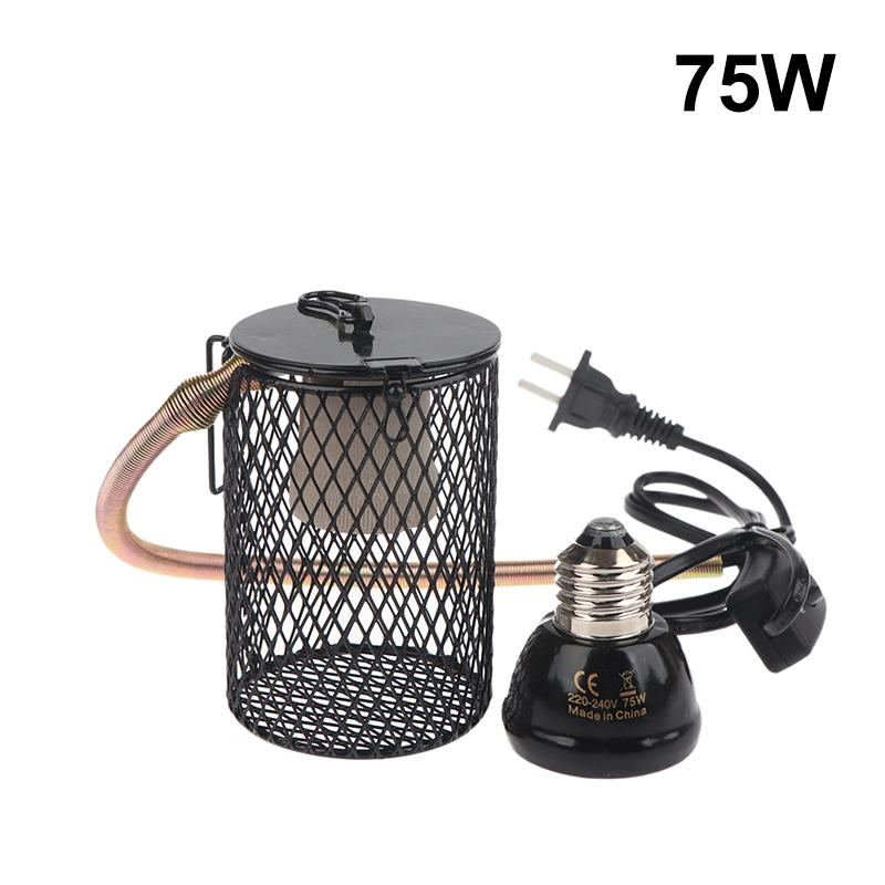 E27 Pet Heating Lamp With Anti-Scalding Lampshade For Turtle Snake Lizard Infrared Ceramic Emitter Heat Light 25/50/75/100W