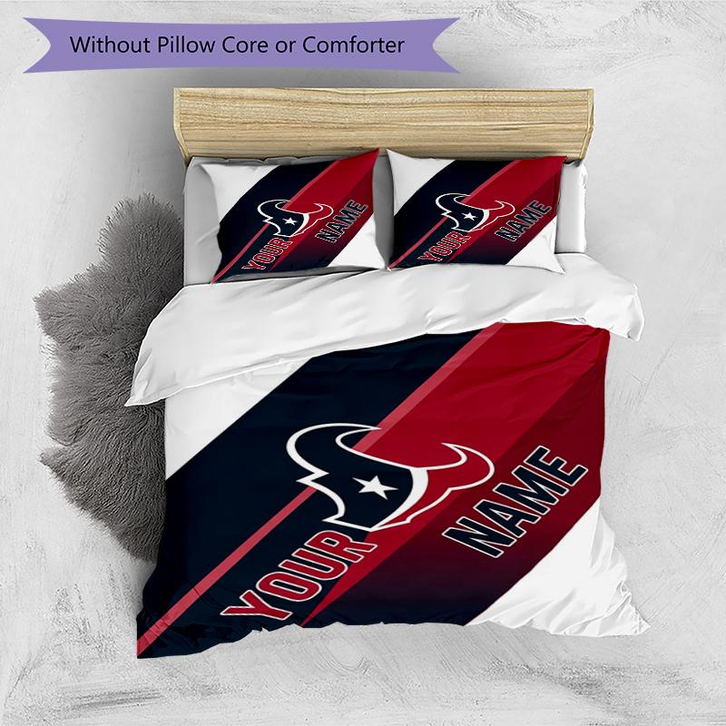Houston Texans Fan Gear Custom Name Text Print 1Pc Bedding Set Duvet Cover With Two Pillowcases Soft Bed Linen For Household Bedroom