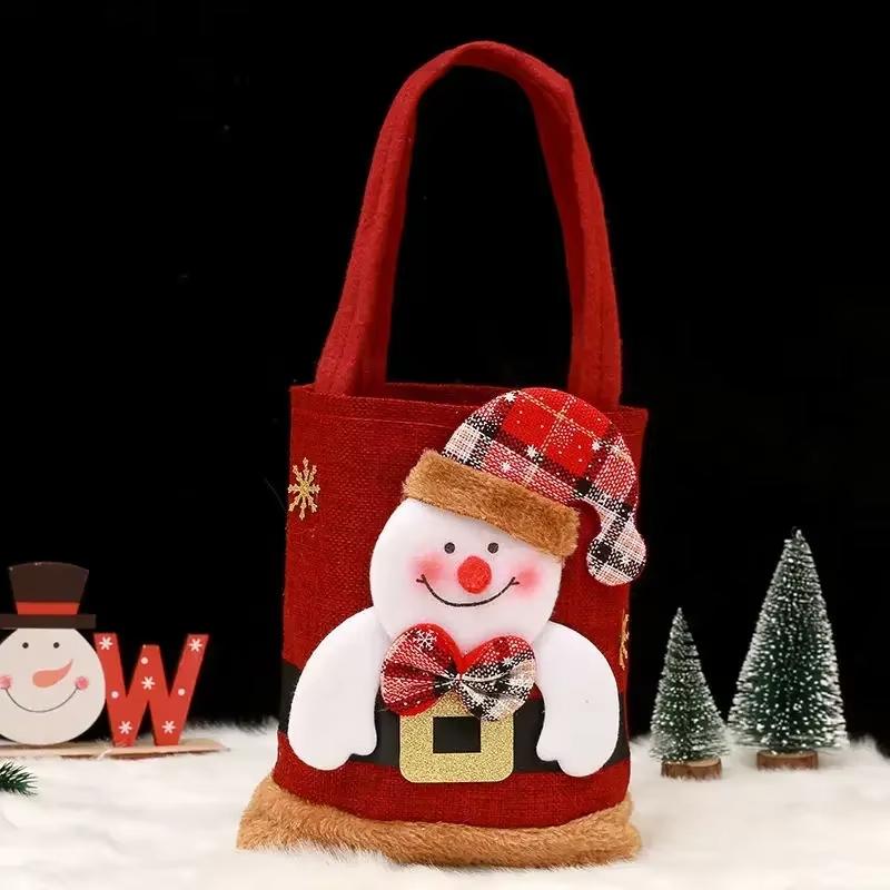 New Christmas Handbags Reusable Cute Santa Claus Snowman Bear Elk Gift Candy Storage Tote Bags Home Party Decorative Accessories