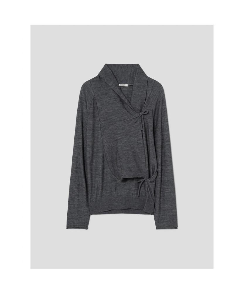 Anggae Big Cowl Tie Pullover Gray