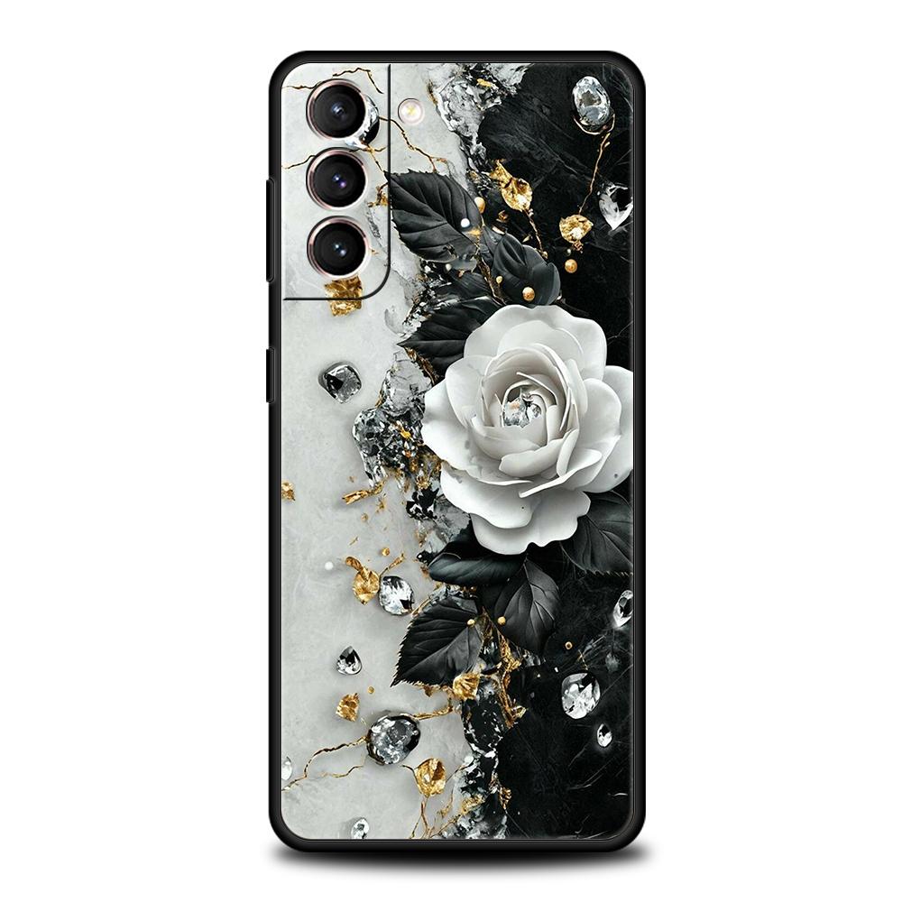 Flower Marble Phone Case For Samsung Galaxy S25 Edge S24 S23 S22 Ultra S20 S21 FE 5G S10 S9 Plus S10E Soft Cover