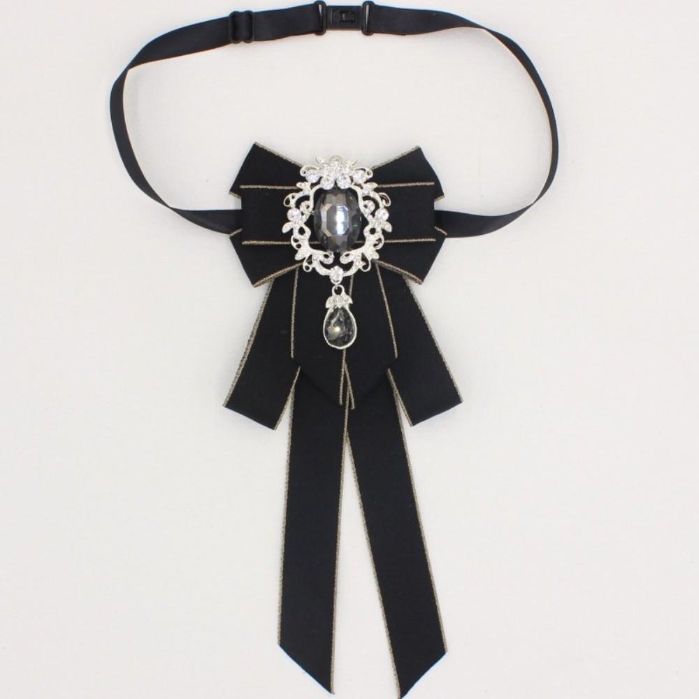 Rhinestone Ribbon Bowtie Ribbon Ribbon Bow Brooch Retro Bow Tie For Men and Women