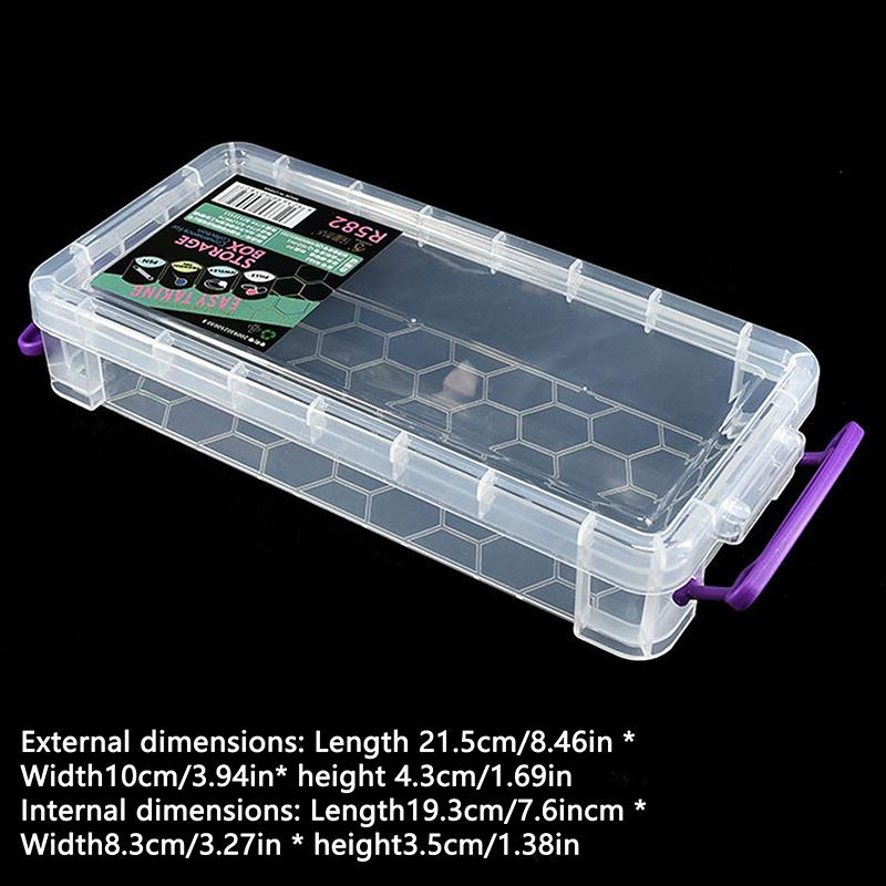 

1Pc Plastic Transparent Pencil Case Large Capacity Simple Double Buckle Box Sketch Art Box For School Stationery