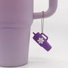 Milk Tea Cup Decoration Floral Print Keychain Pendant Food Grade Silicone Vibrant Color Mini Mug Shape Keychain Charm