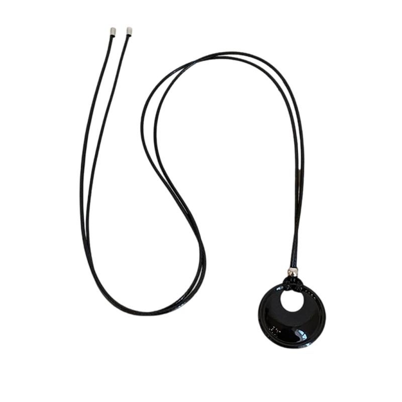 Stylish Circle Pendant Leather Necklace PU Leather Necklace Featuring A Modern Good Luck Circle Pendant for Gift Giving