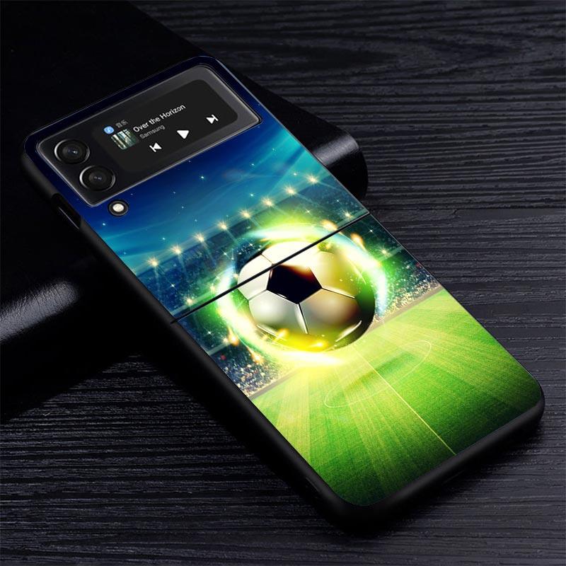 Football Soccer Ball Design Z Flip 7 Phnoe Case For Samsung Z Flip 6 5 4 3 5G Galaxy ZFlip7 ZFlip4 ZFlip5 ZFlip6 ZFlip3 Phone Co