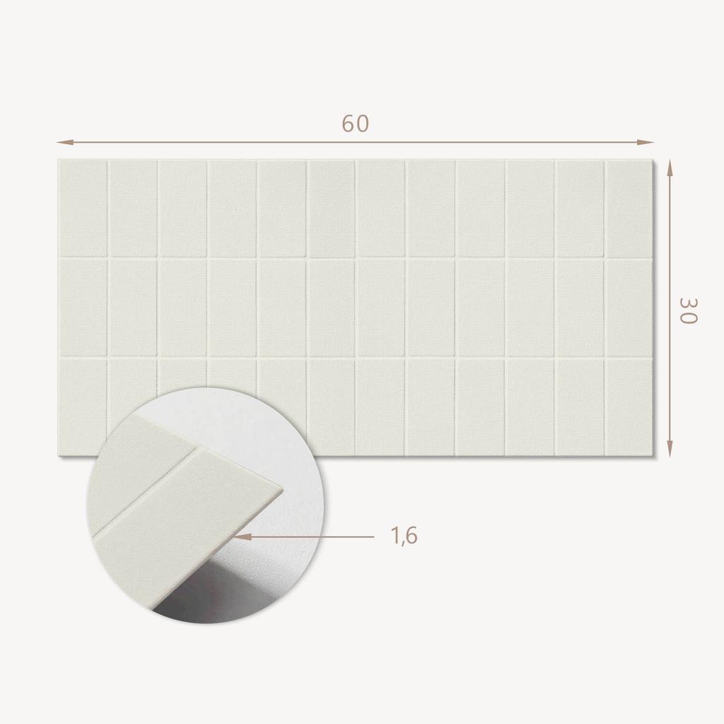 Set of Self-Adhesive Vinyl Tiles Rectangular Tiles In a Grid 6X60X30 Cm