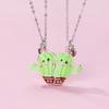 Ein Mädchen 2-teiliges Set Cartoon-Tier-Serie Einhorn Meerjungfrau Capybara Anhänger Beste Freundin Halskette BFF Freundschaft Schmuck Geschenke