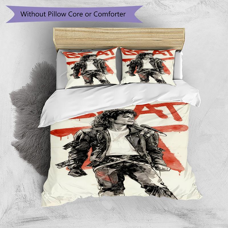 3pcs Duvet Cover Set (1*Duvet Cover + 2*Pillowcase, Without Core), Michael Jackson Print Bedding Set, Bedroom Decor, All‑Season, Birthday Gift