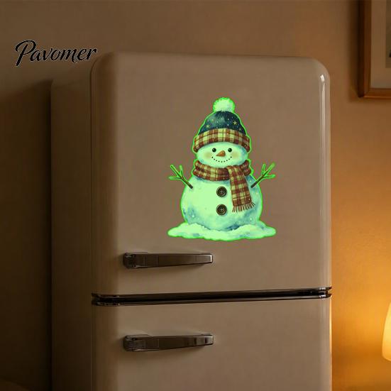 Scratch Cover Stickers for Home Appliances Glow in The Dark Snowman Wall Christmas Decor, Removable PVC Winter Washable Kitchen And Furniture Decals,