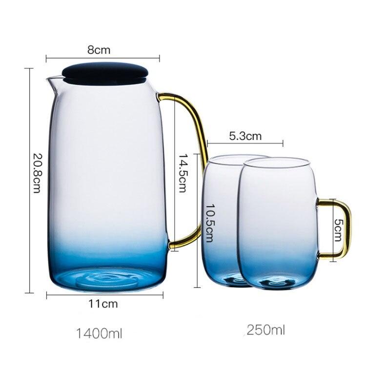 1400ml Glass Teapot Chinese Kung Fu Tea Set Explosion-proof Kettle Heat-resistant Household Cold Water Juice Jug