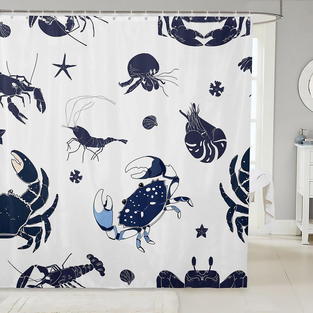 Lighthouse Shower Curtain Lobster Shower Curtain Sets for Teens Young Palm Trees Nautical Sailboat Bathroom Curtains Cartoon