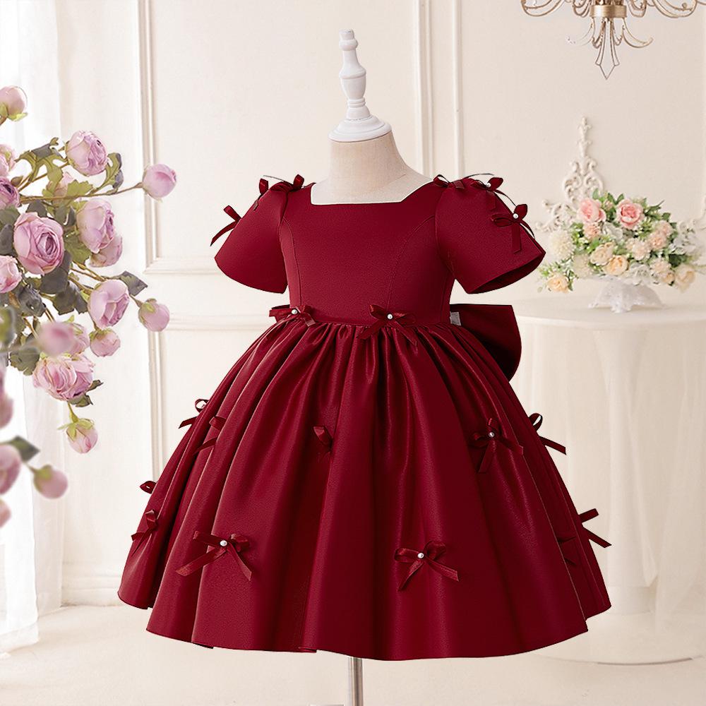 Girls' Cross-Border Princess Bowknot Evening Dress - Fashionable Party Costume