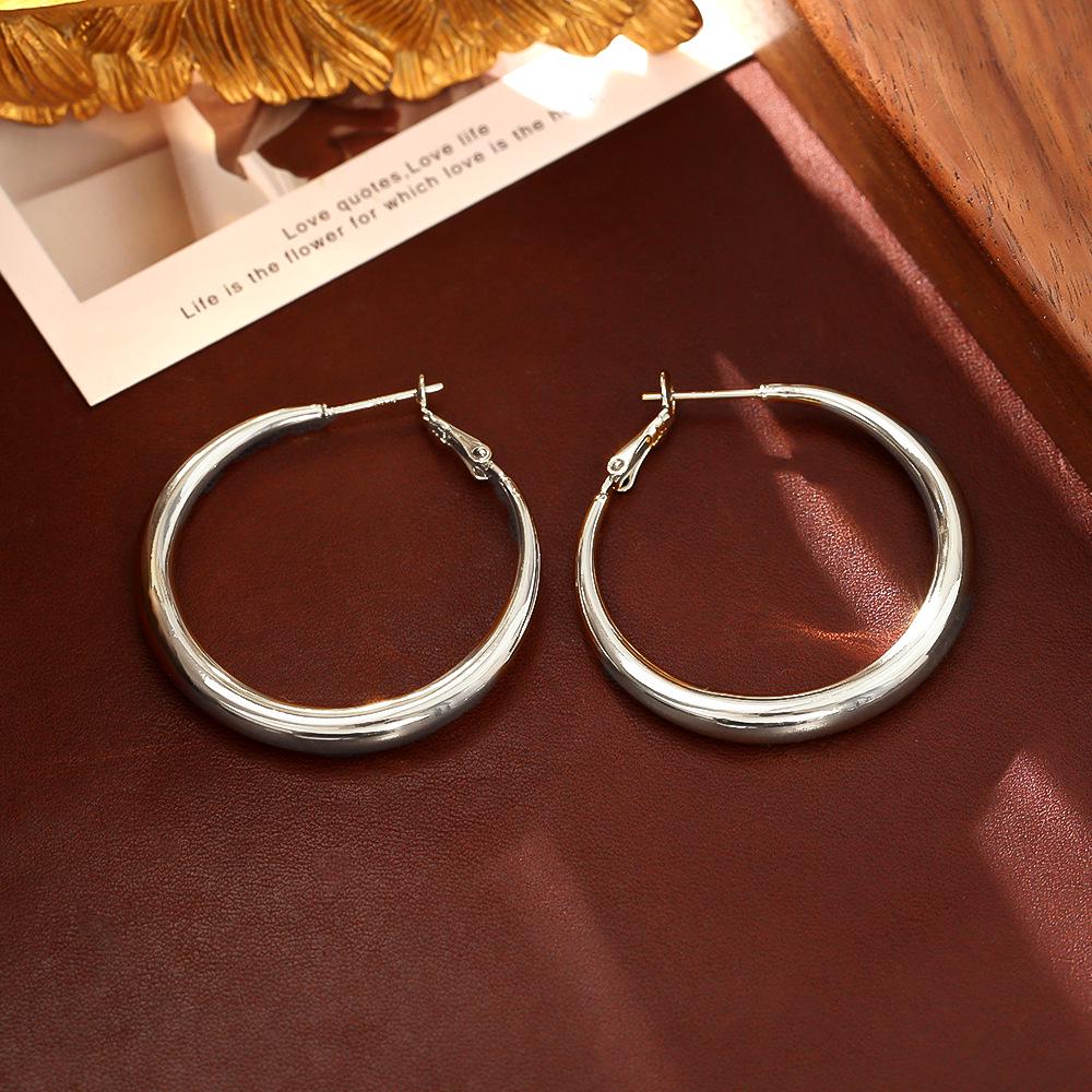 Minimalist European & American Style Gold-Plated Copper Stud Earrings - Silver Needle, Women's Fashion INS Cold Style