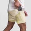Heren 2-in-1 Compressiebroek Elastische Taille Met Telefoonvak Gymkleding
