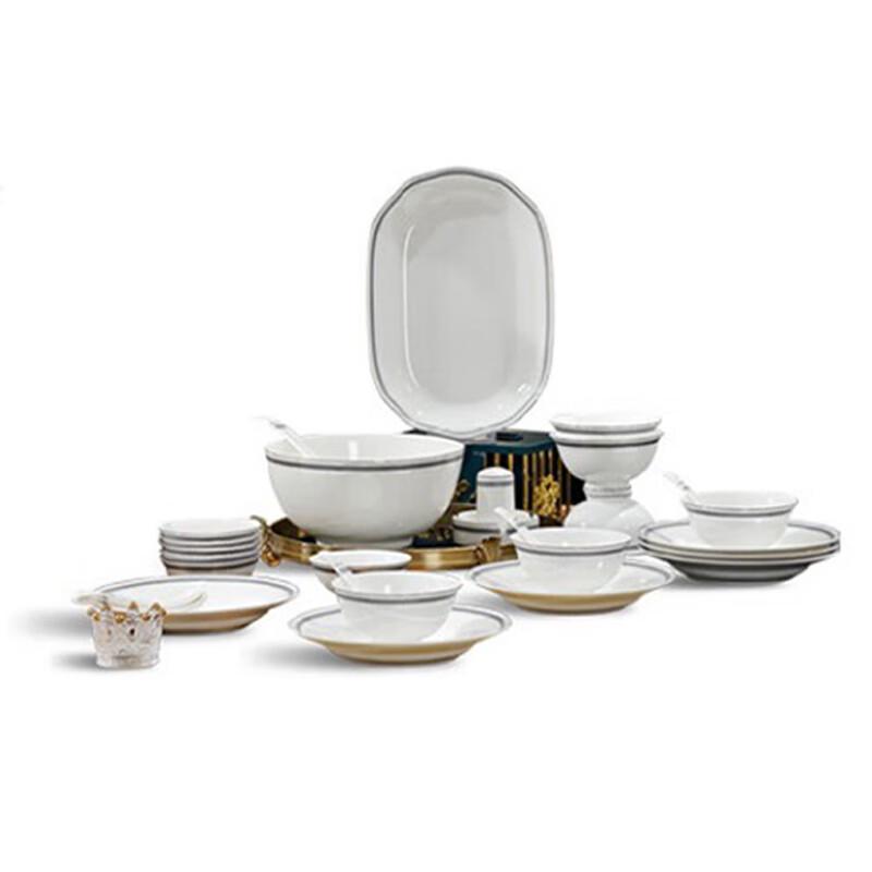 Tanghui Clear Blue Ice Water 29-Piece Bone China Dinnerware Set