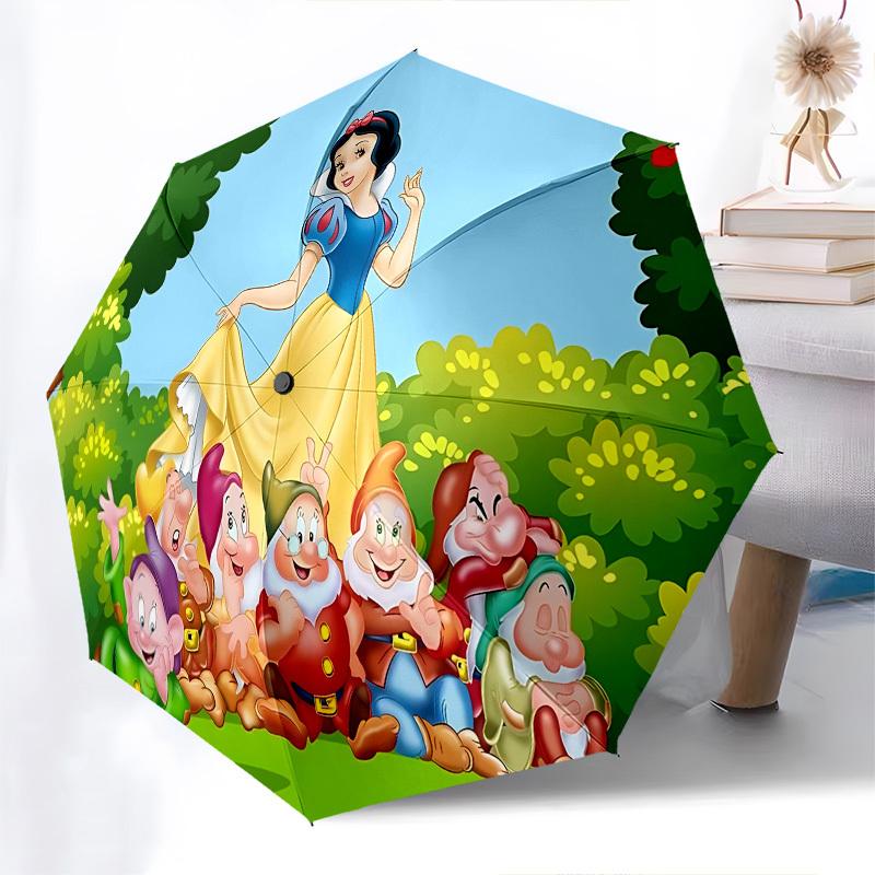 Snow White, Seven Dwarfs Themed Automatic Opening and Closing Umbrella, Brightly Colored 8-rib Portable Umbrella, Suitable for Men and Women