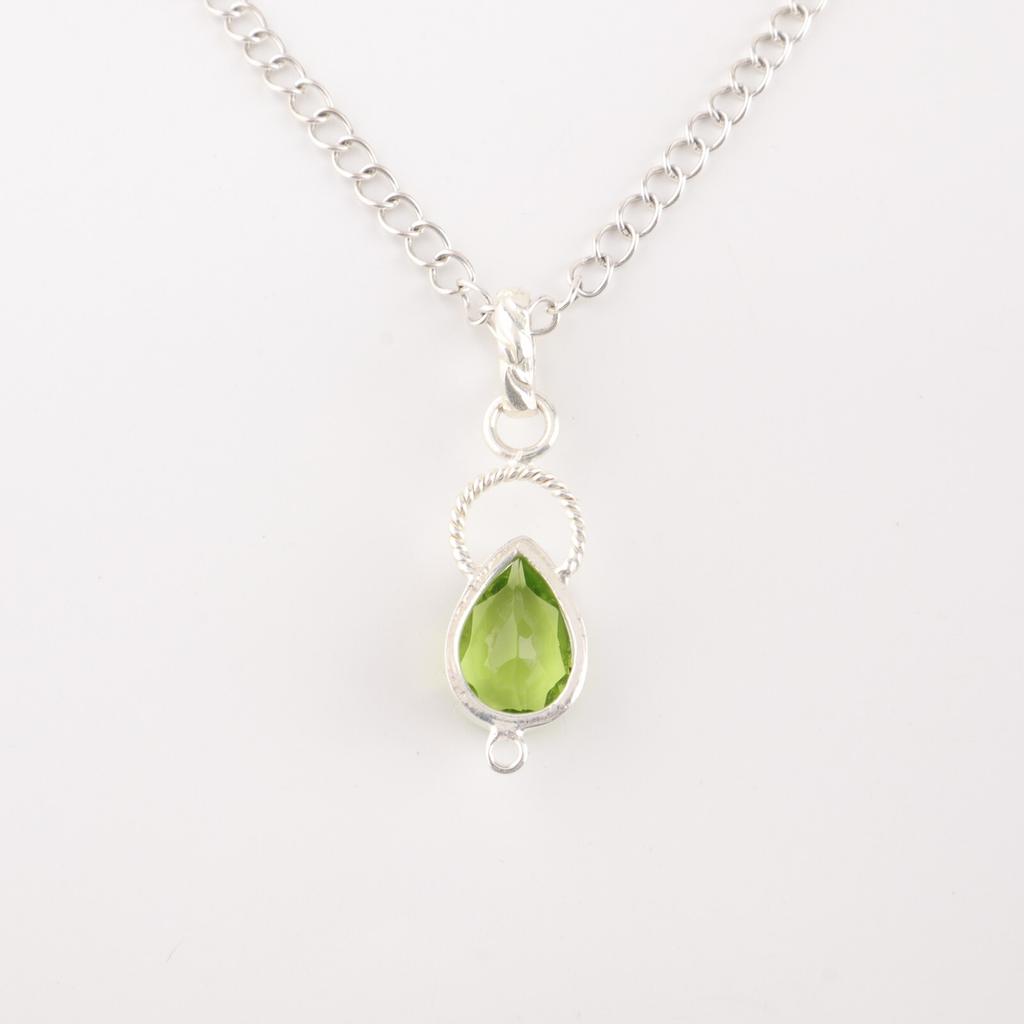 Handmade Peridot Gemstone 925 Sterling silver Jewelry Pendant 1.40" Gift For Her PP-12-8